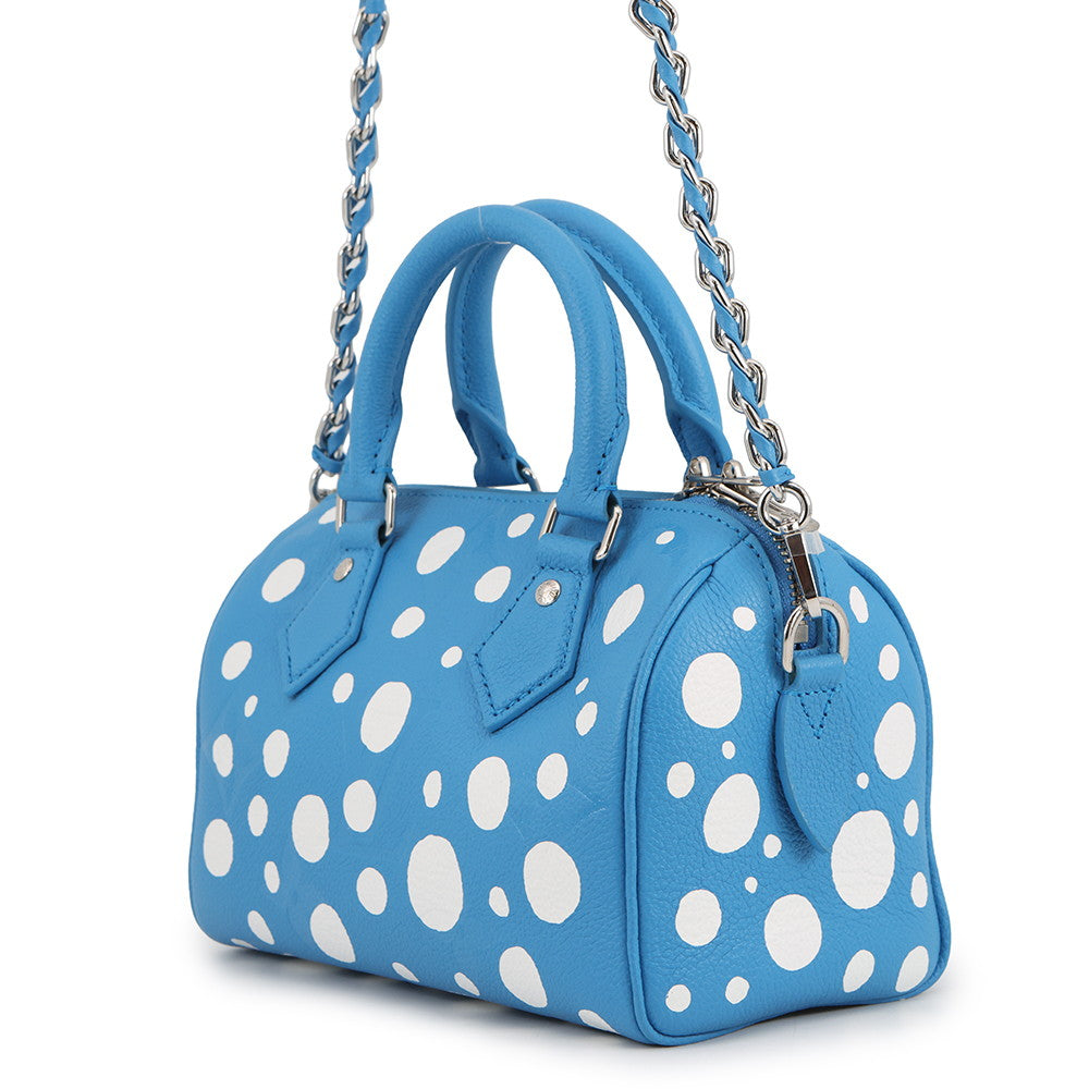 LOUIS VUITTON LVxYK Speedy Bandouliere Blue/WhiteM46425 Monogram Empreinte Leather Infinity Dot Size 20