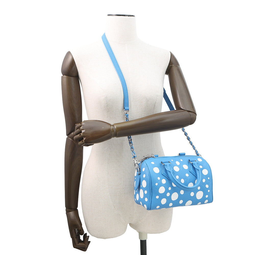 LOUIS VUITTON LVxYK Speedy Bandouliere Blue/WhiteM46425 Monogram Empreinte Leather Infinity Dot Size 20