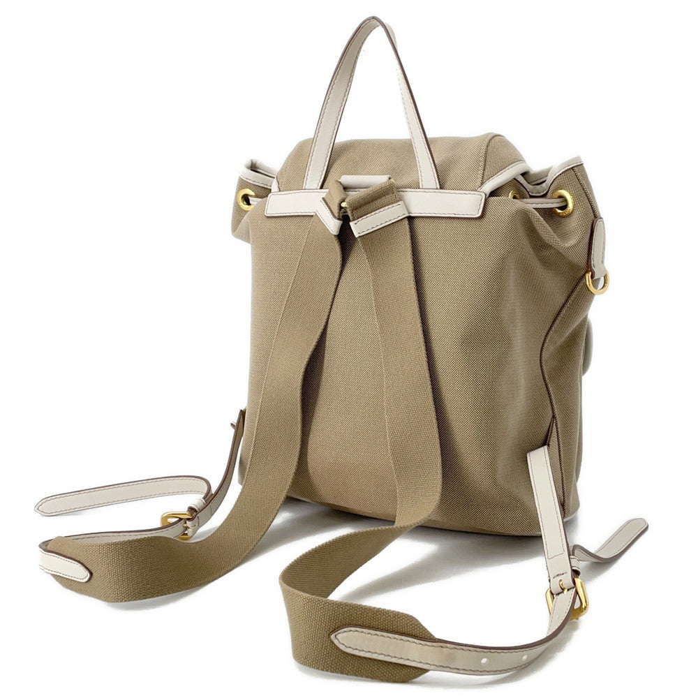 PRADA Logo Jacquard Backpack Beige1BZ006 Canvas