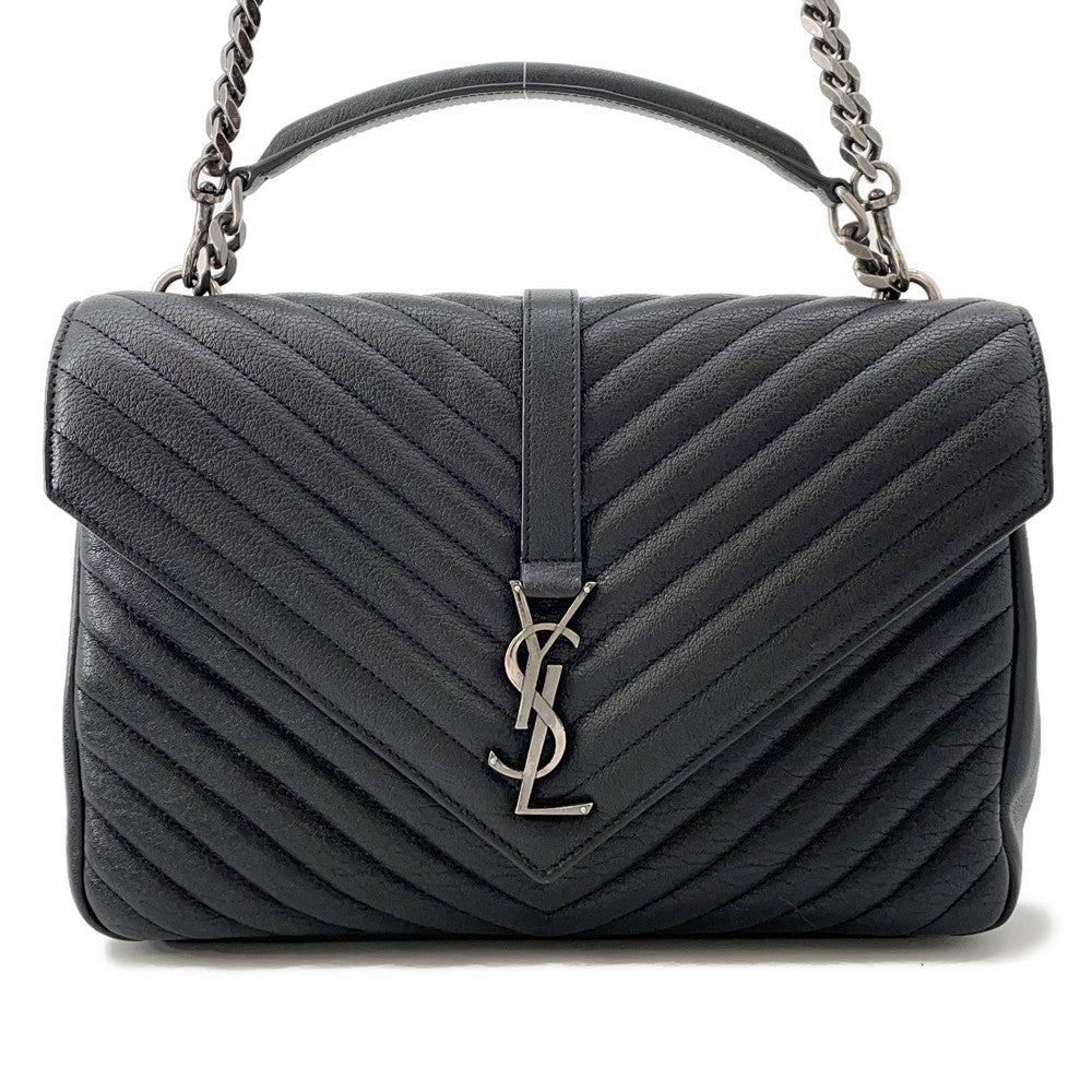 SAINT LAURENT PARIS College 2WAY ChainShoulder Bag Black600278 Leather