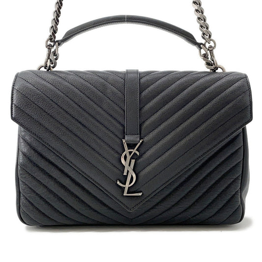 SAINT LAURENT PARIS College 2WAY ChainShoulder Bag Black600278 Leather