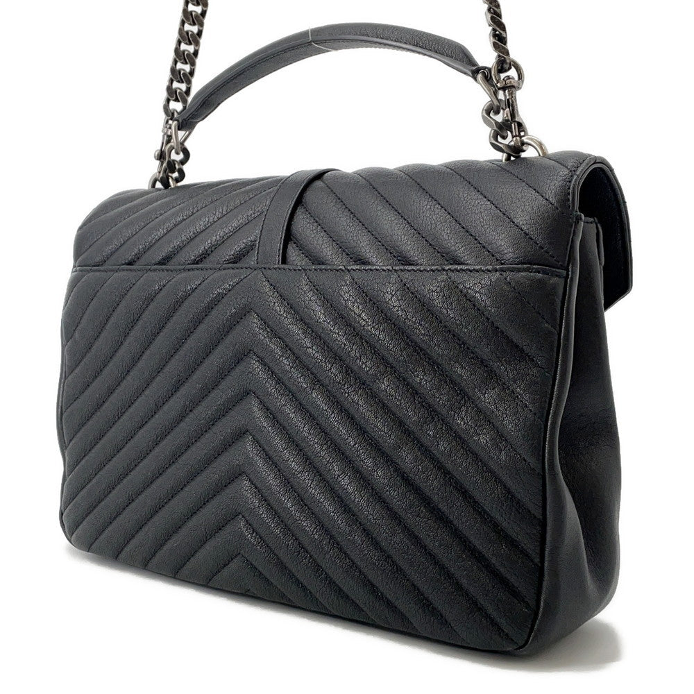 SAINT LAURENT PARIS College 2WAY ChainShoulder Bag Black600278 Leather
