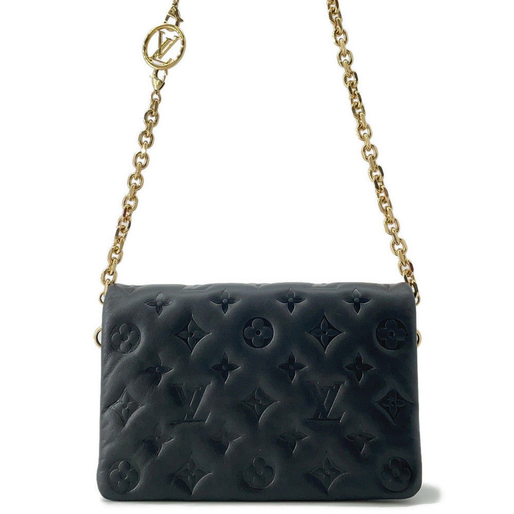 LOUIS VUITTON Pochette?Coussin NoirM82116 Monogram Embossed Lamb Leather