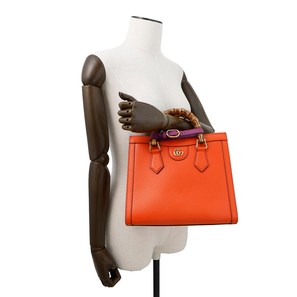 GUCCI Diana 2WAYBag Orange/Beige702721 Leather Size Small