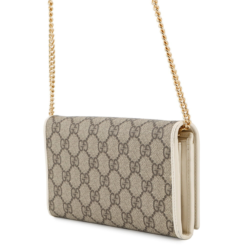 GUCCI Horsebit 1955 Chain Wallet Beige/White621888 PVC/Leather