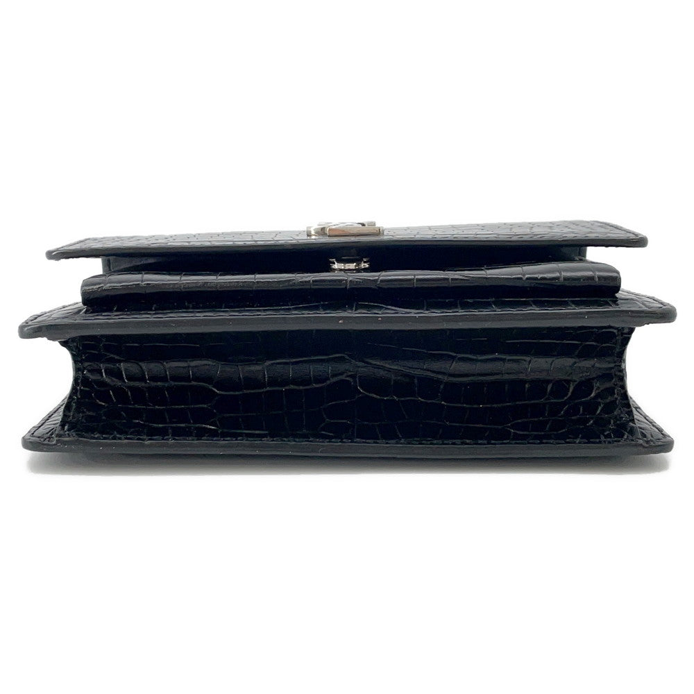 SAINT LAURENT PARIS Sunset Chain wallet Black452157 Croco embossed leather