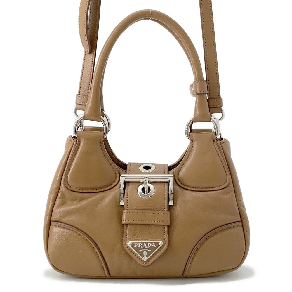 PRADA Re-Edition 2002 Moon 2wayShoulder Brown1BA381 Padded Nappa Leather