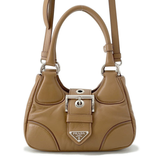 PRADA Re-Edition 2002 Moon 2wayShoulder Brown1BA381 Padded Nappa Leather