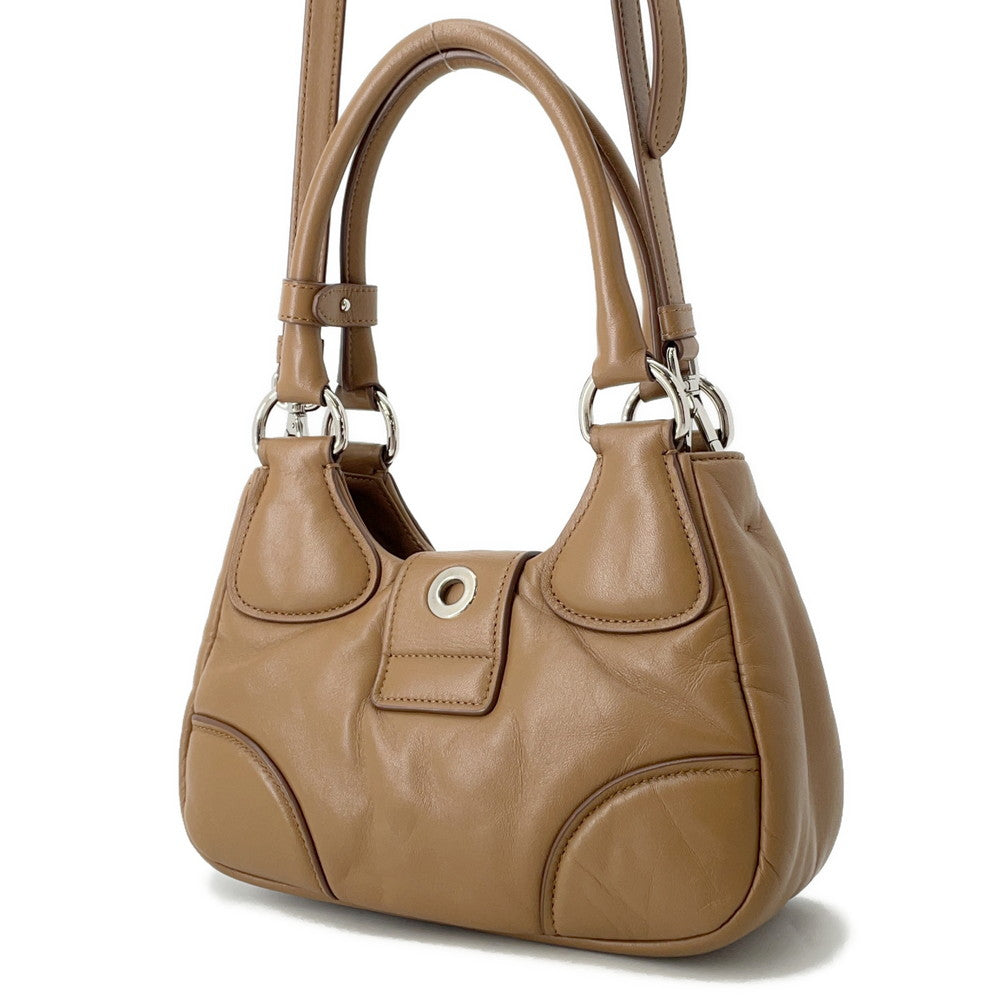 PRADA Re-Edition 2002 Moon 2wayShoulder Brown1BA381 Padded Nappa Leather