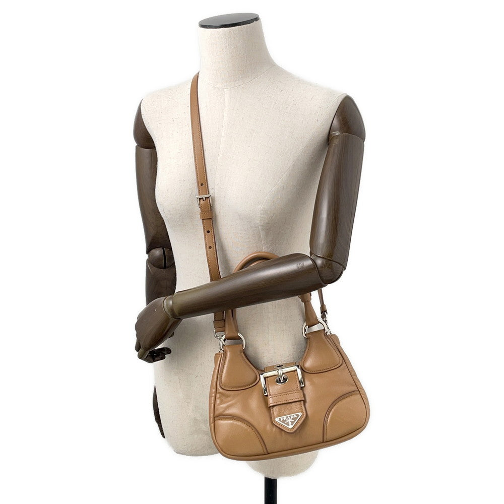 PRADA Re-Edition 2002 Moon 2wayShoulder Brown1BA381 Padded Nappa Leather