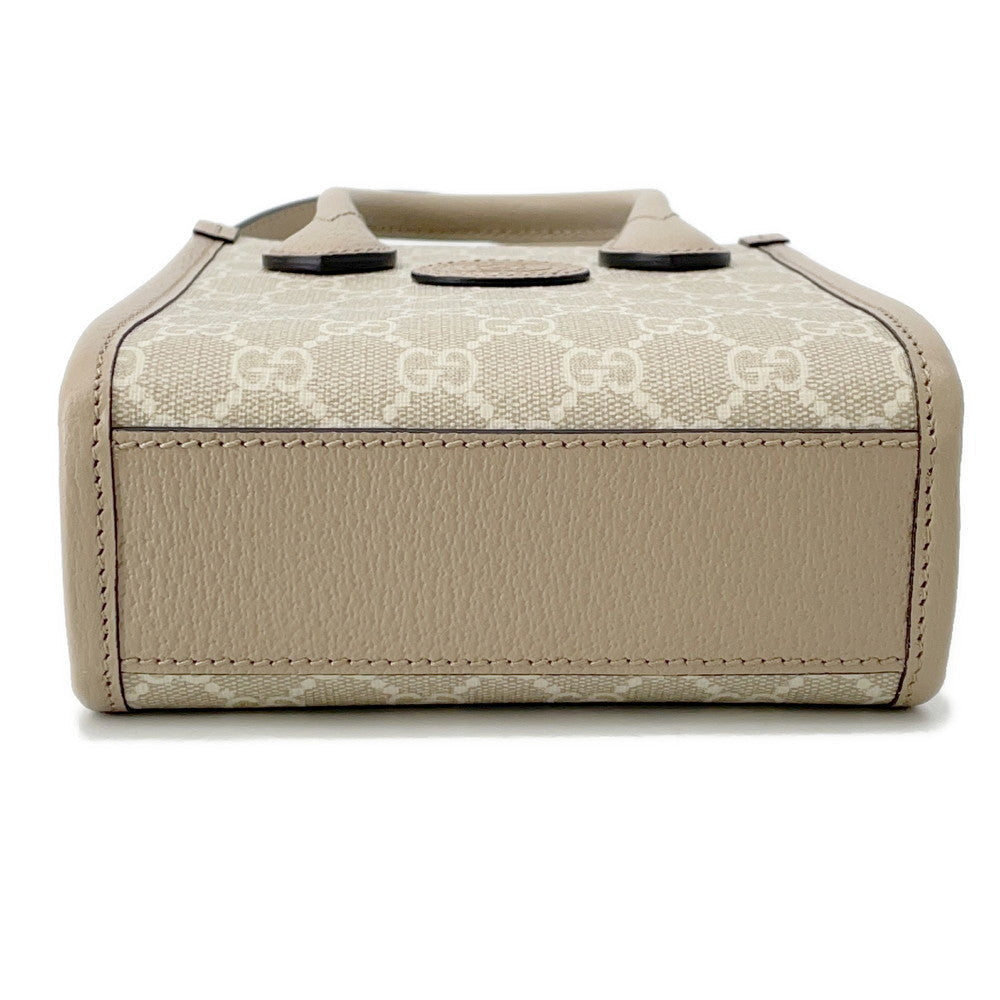 GUCCI Interlocking G GG Supreme 2-way Mini Tote Beige671623 Leather PVC