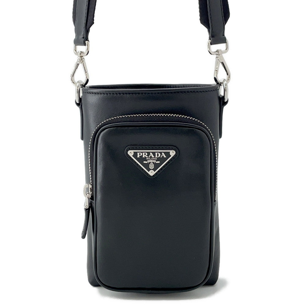 PRADA Smartphone case Black2ZH155 Calf Leather Nylon