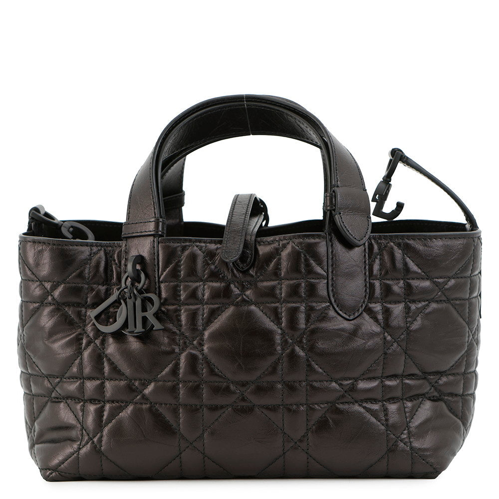 Dior To Jules Macrocannage BlackM2822SNIO Crinkled Calf Leather Size Small
