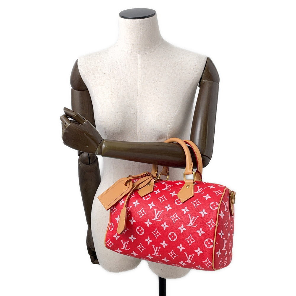 LOUIS VUITTON Speedy P9 Bandouliere RedM24425 Calf Leather Monogram Size 25