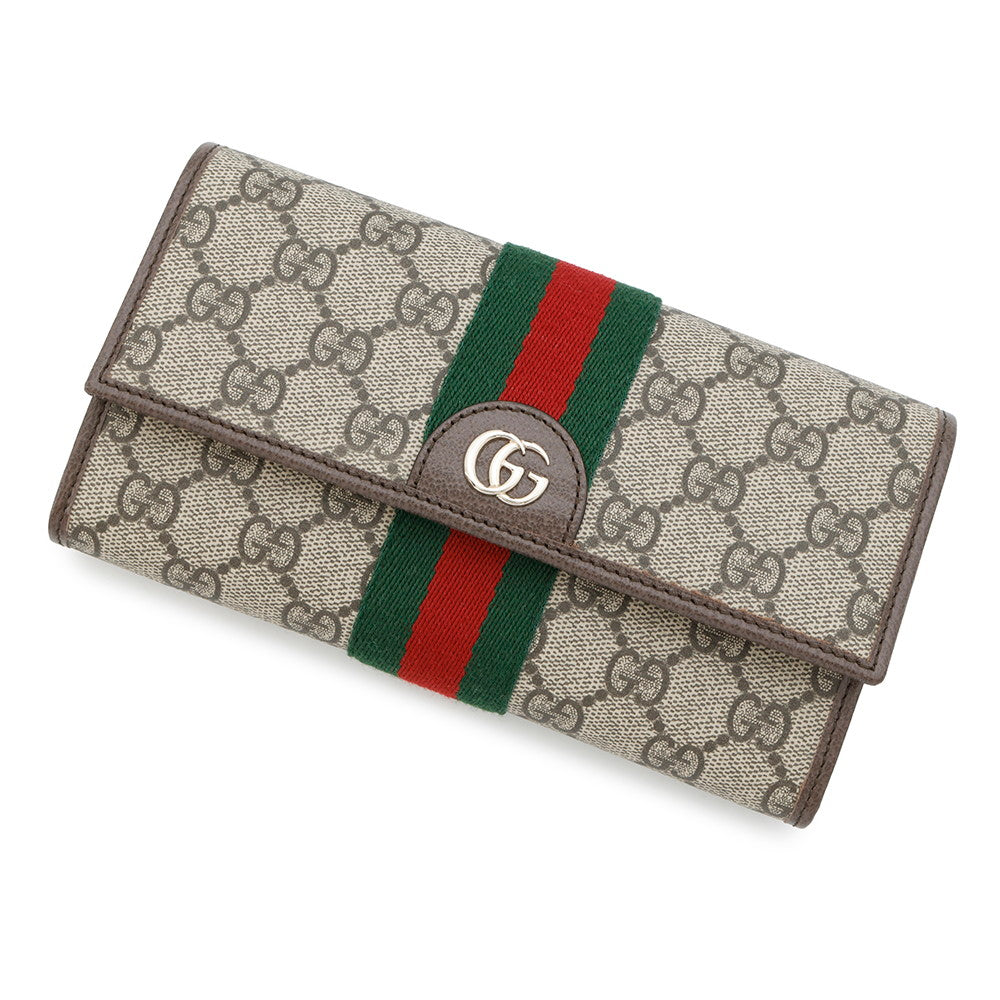 GUCCI GG Supreme Ophidia Continental Wallet Beige/Brown838485 PVC/Leather