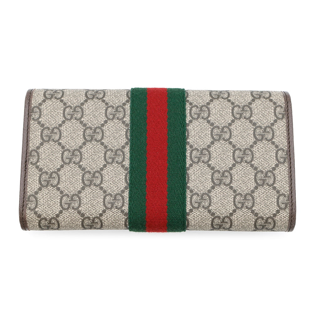 GUCCI GG Supreme Ophidia Continental Wallet Beige/Brown838485 PVC/Leather