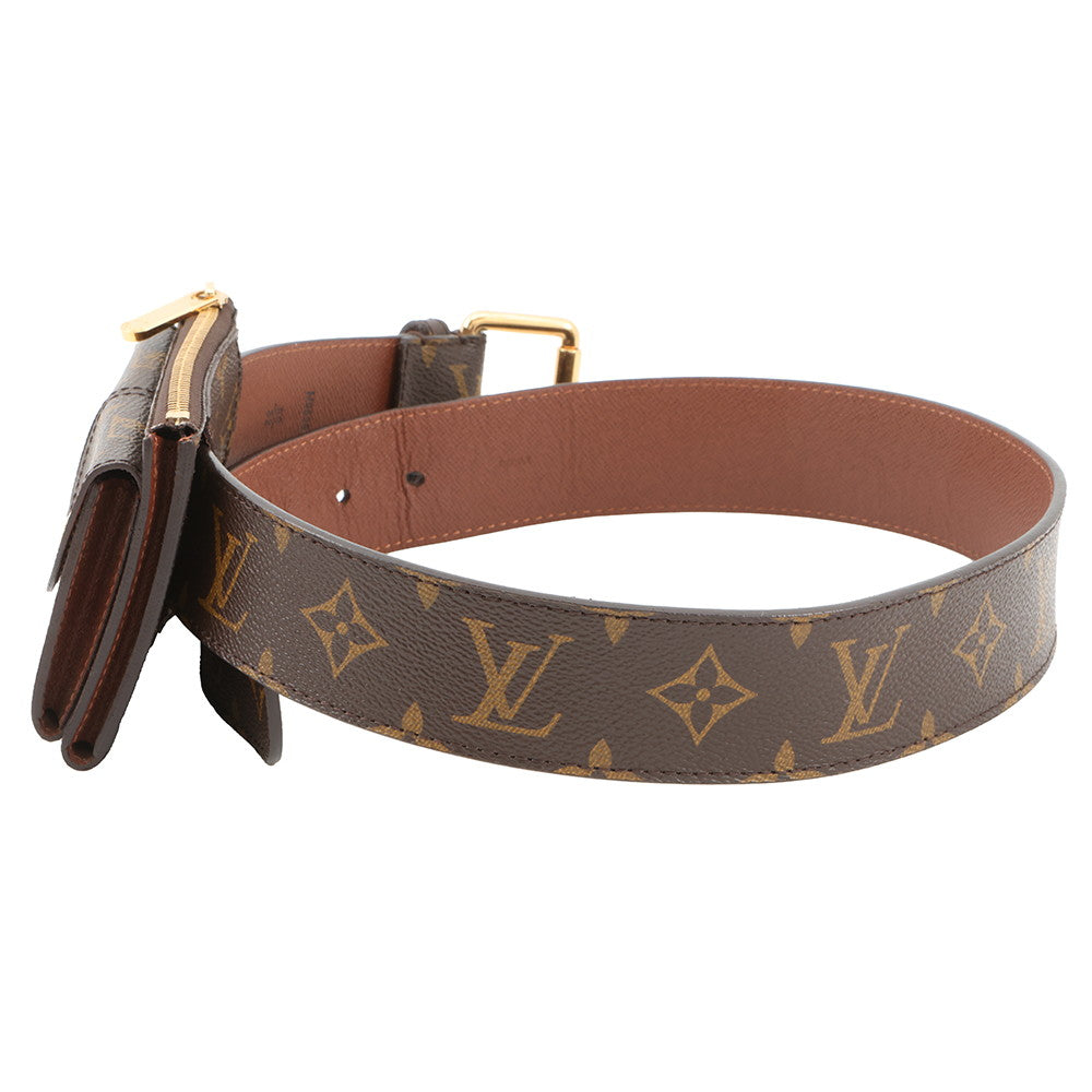 LOUIS VUITTON Belt/Pochette Duo BrownM9836 Monogram Size 80