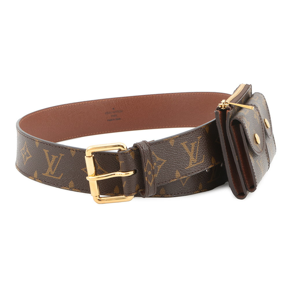 LOUIS VUITTON Belt/Pochette Duo BrownM9836 Monogram Size 80