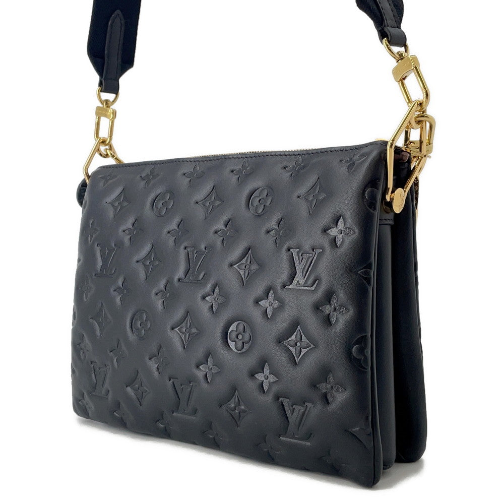 LOUIS VUITTON Coussin BlackM57790 Monogram?Pattern Lambskin Size PM