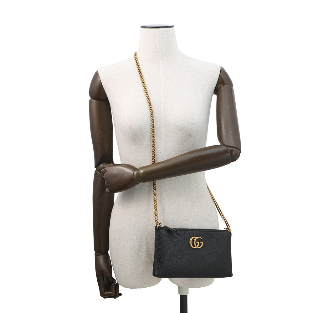 GUCCI Shoulder Bag GG Marmont Black779795 Leather