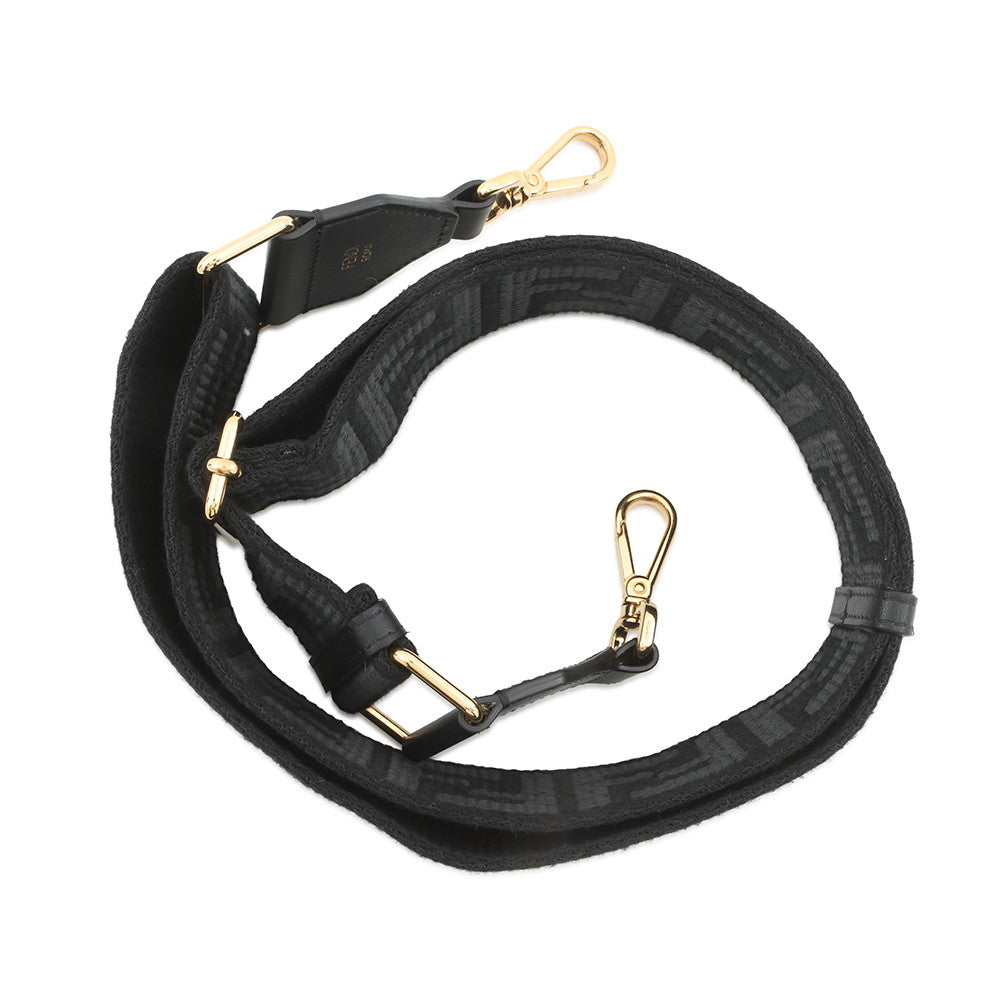 FENDI FF logo strap Black Canvas Leather