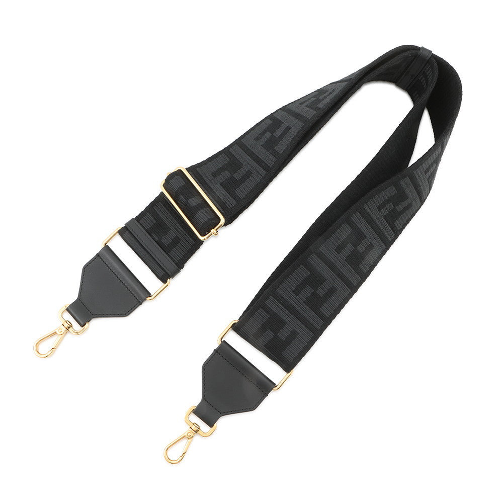 FENDI FF logo strap Black Canvas Leather