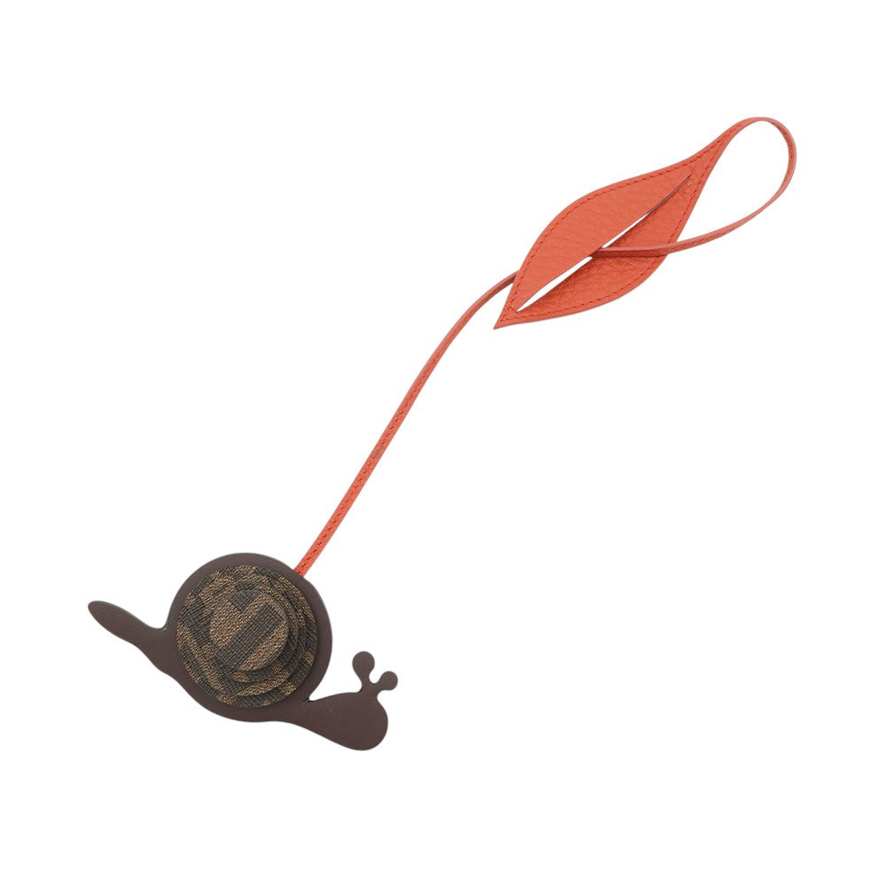 FENDI Snail Bag Charm Orange/Brown Leather