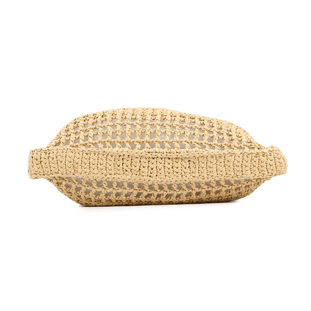 PRADA Logo Crochet Tote Bag Natural2VG105 Raffia