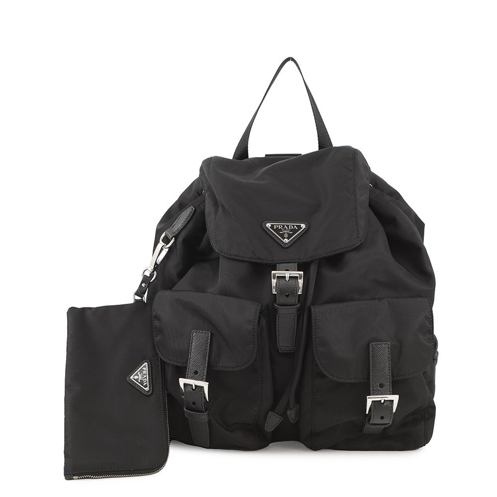 PRADA Medium Re-Nylon Backpack with Pouch Black1BZ811 Nylon Size Medium