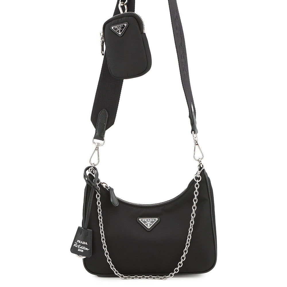 PRADA Re-Edition 2005 Re-Nylon Shoulder Bag Black1BH204 Nylon Leather