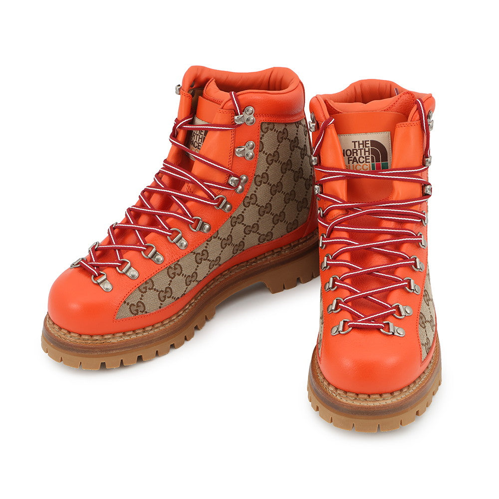 GUCCI The North Face collaboration trekking boots Orange/Beige679914 GG Canvas Leather Size 10
