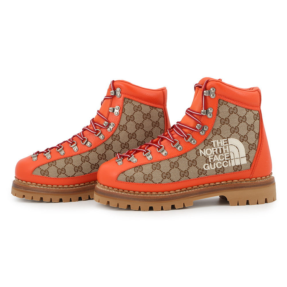 GUCCI The North Face collaboration trekking boots Orange/Beige679914 GG Canvas Leather Size 10
