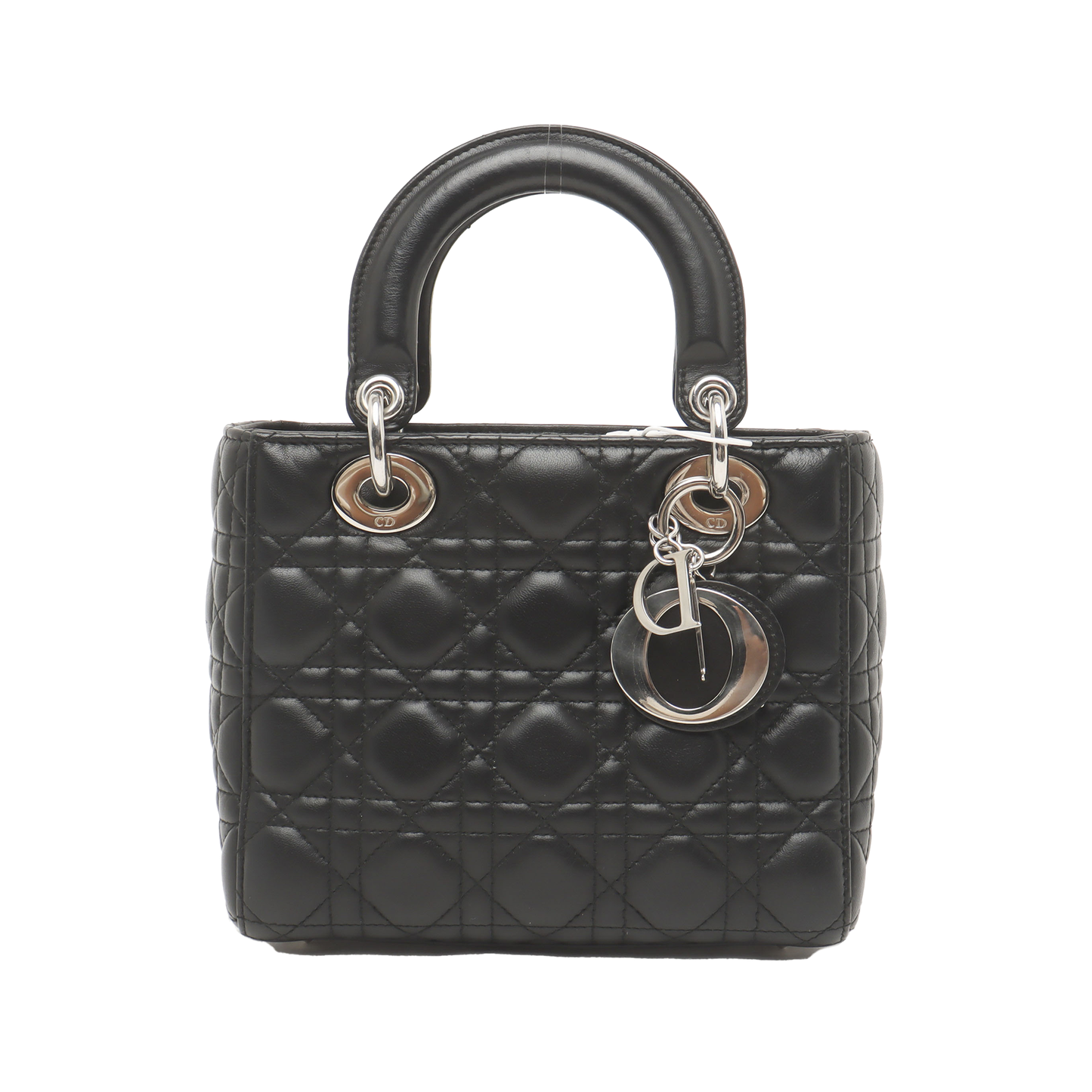 Lady Dior Small My Abcdior Black Lambskin Leather Silver Hardware