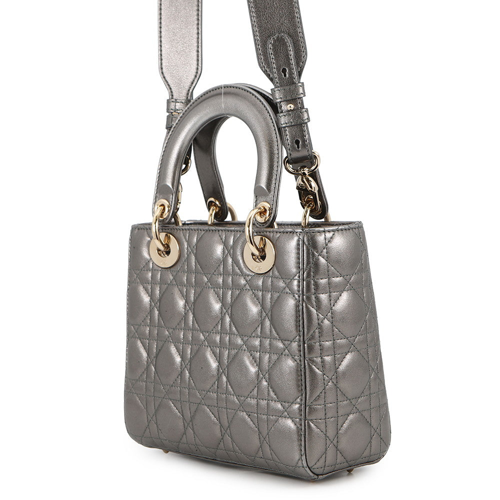Dior MY ABCDIOR Lady Dior Cannage MetalicGrayM05380WEC Lambskin Size Small