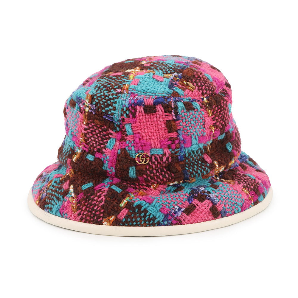 GUCCI Spicy Check Hat Size M/22.4" Multicolor728469 Wool 51% Acryl 25% Nylon 14% Mohair 8% Polyester 1% Cotton 1%