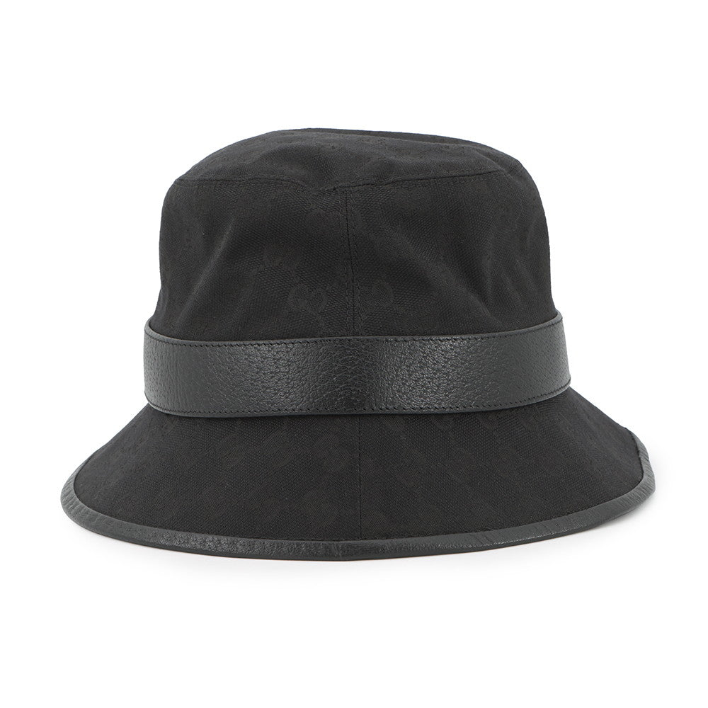 GUCCI GG Canvas bucket hat Size Size S (22.4") Black576587 Polyester68% Cotton16% Nylon16% Leather