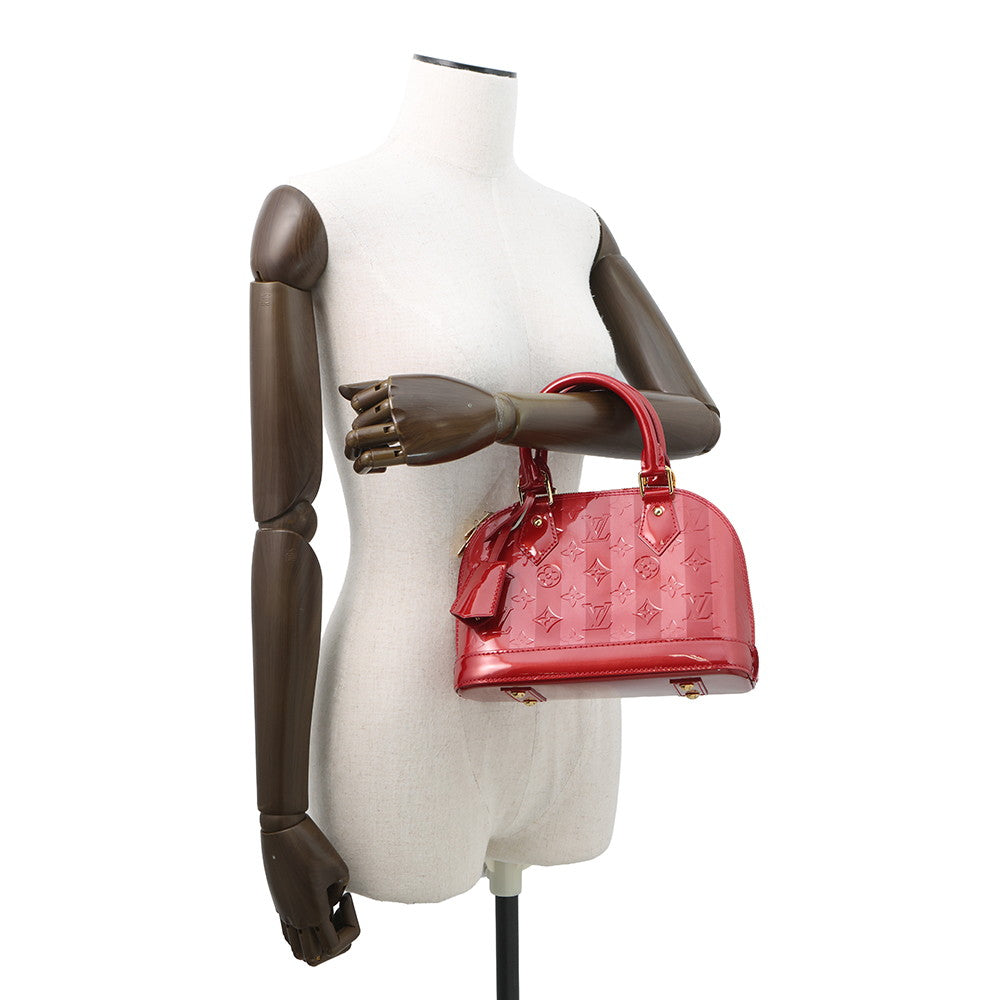 LOUIS VUITTON Alma VernisRayures Pomme D'amour RayuresM91593 Monogram Vernis Leather Size BB