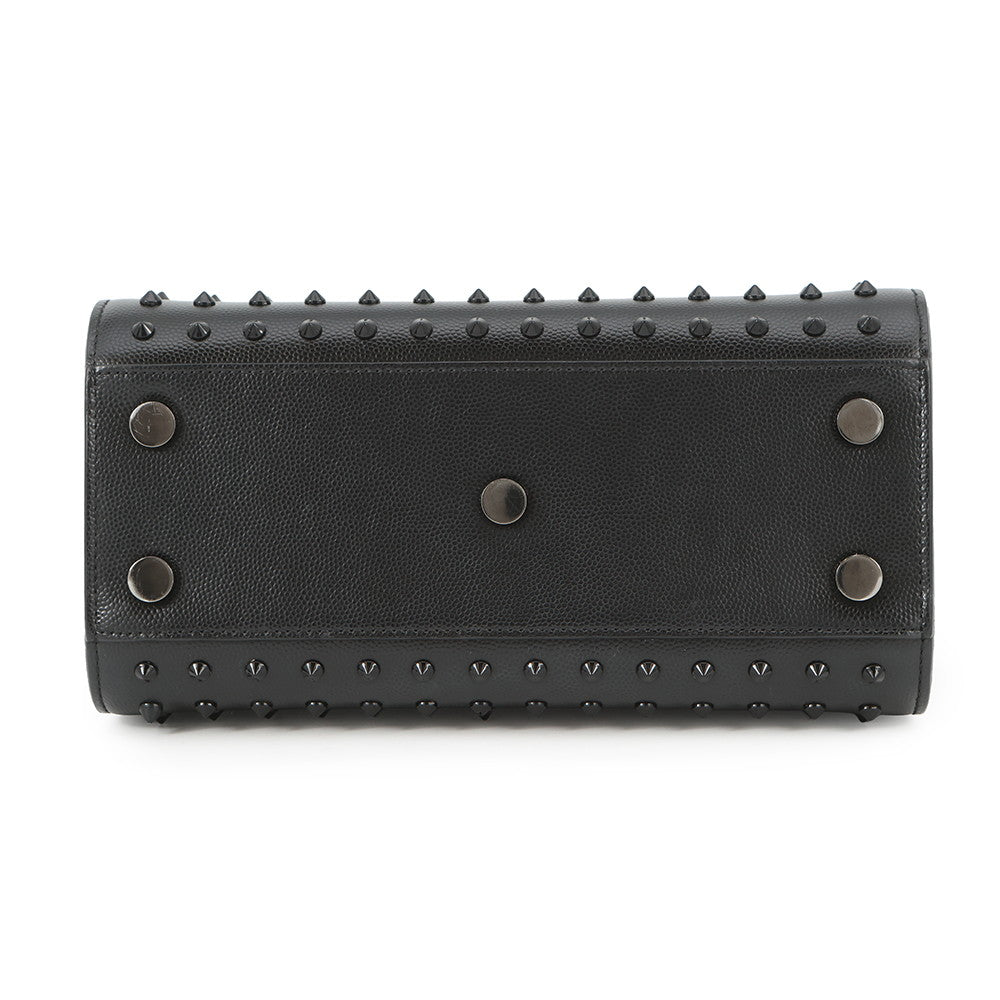 SAINT LAURENT PARIS Studded 2way Handbag Black Leather Size Nano