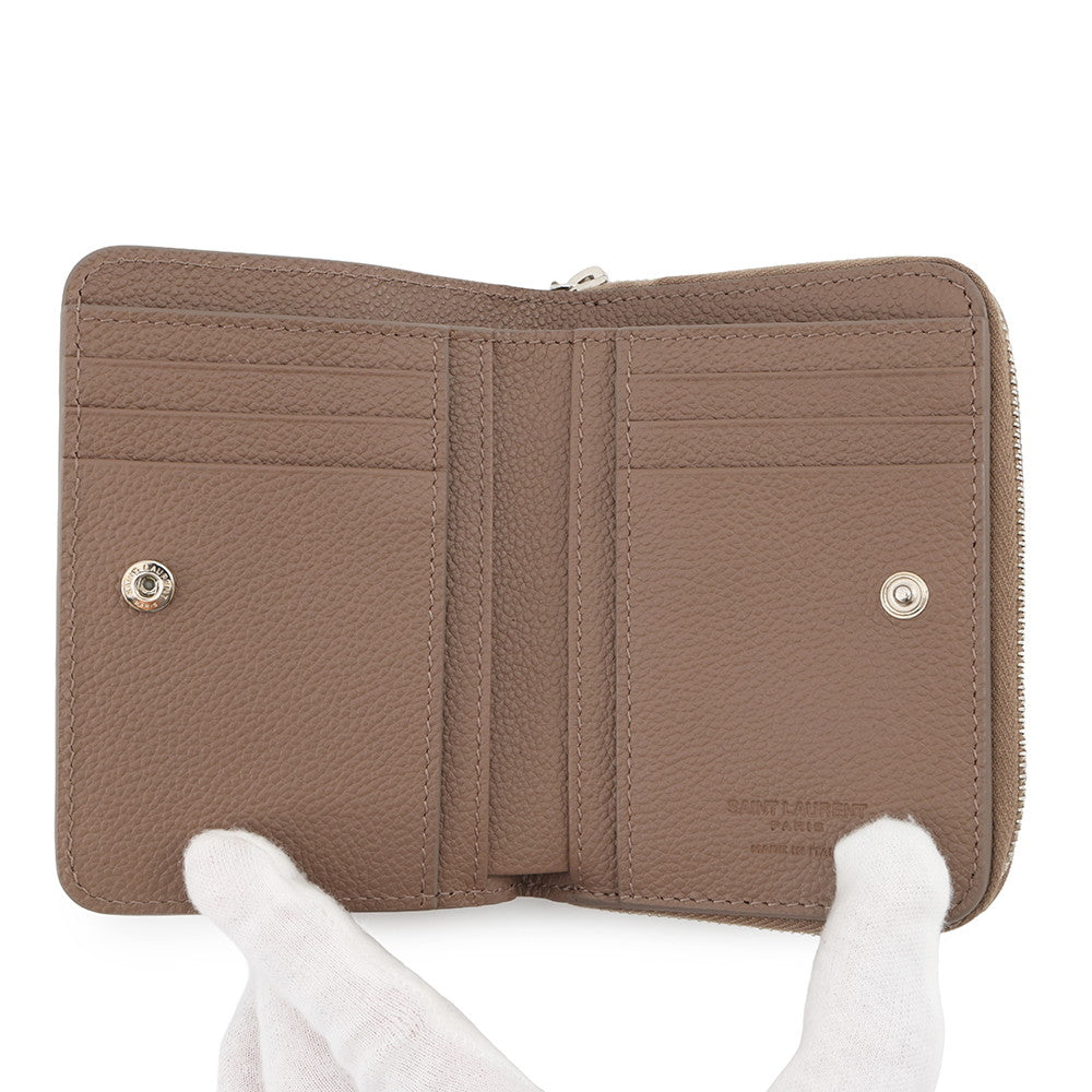 SAINT LAURENT PARIS Rive Gauche Compact Zip Wallet Greige603081 Leather