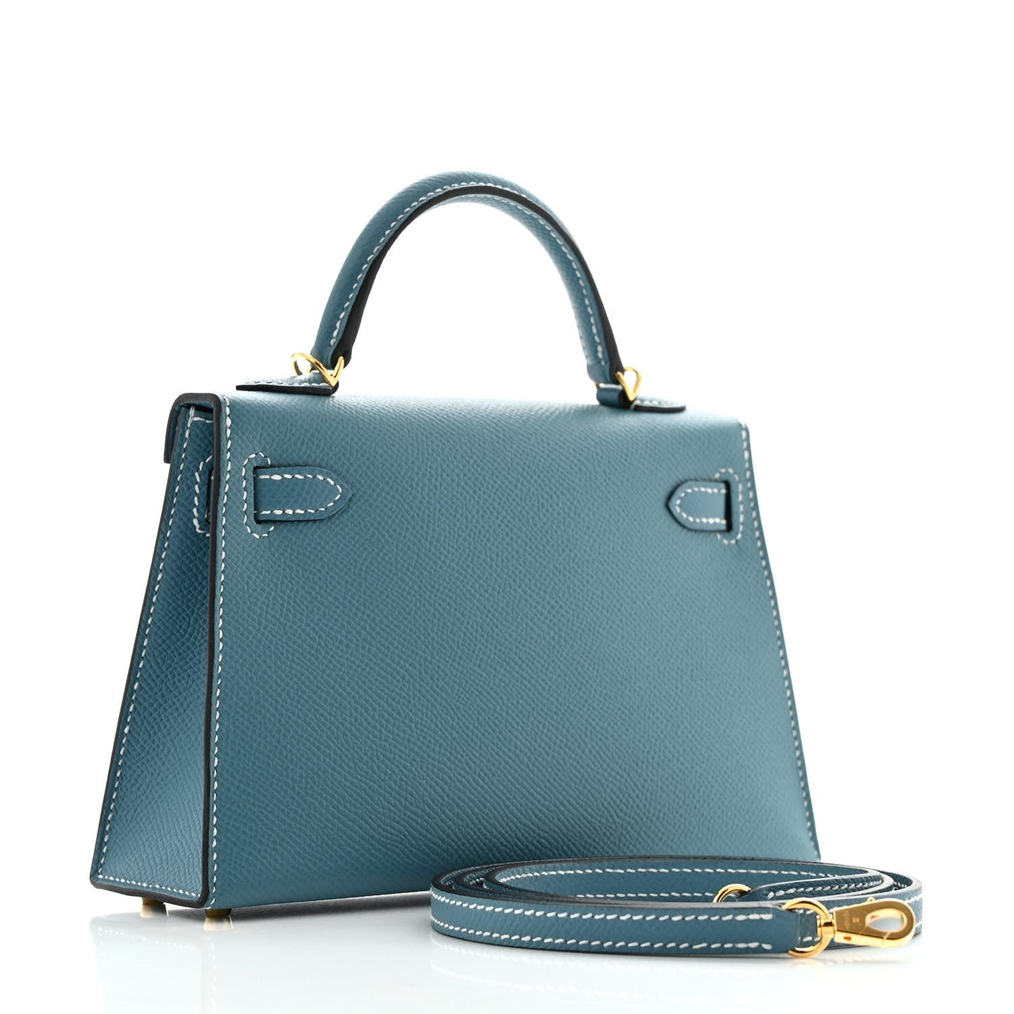 Hermes Epsom Mini Kelly Sellier 20 New Blue Jean