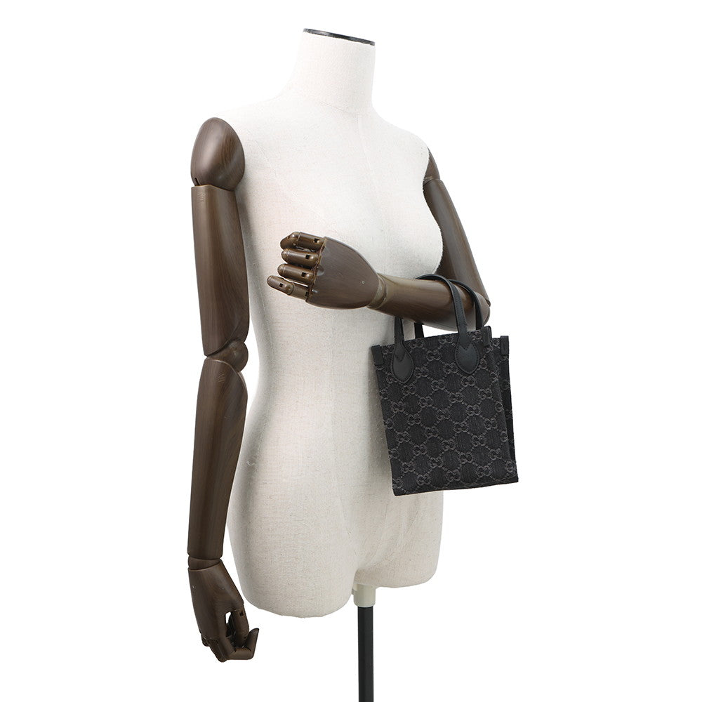 GUCCI GGDenim 2Way Shoulder Bag Black773730 Denim Leather