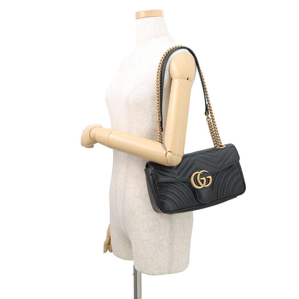 GUCCI GG Marmont ChainShoulder Bag Black443497 Leather