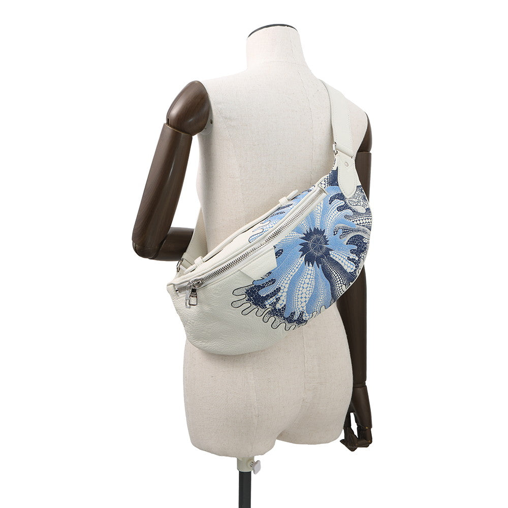 LOUIS VUITTON LVxYK Maxi Bumbag Yayoi Kusama White/BlueM21680 Monogram Taurillon Leather