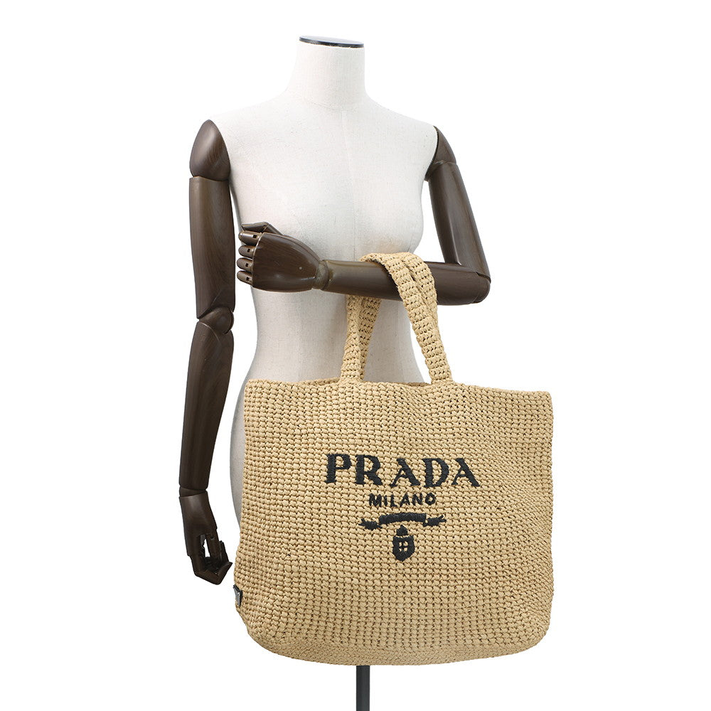 PRADA Crochet Tote Bag Natural1BG392 Viscose
