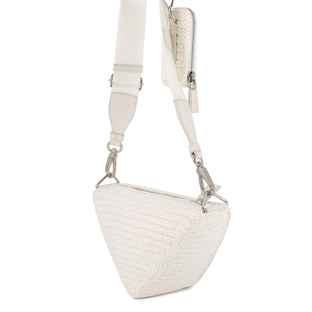 PRADA Triangle Shoulder Bag White1BH190 Raffia