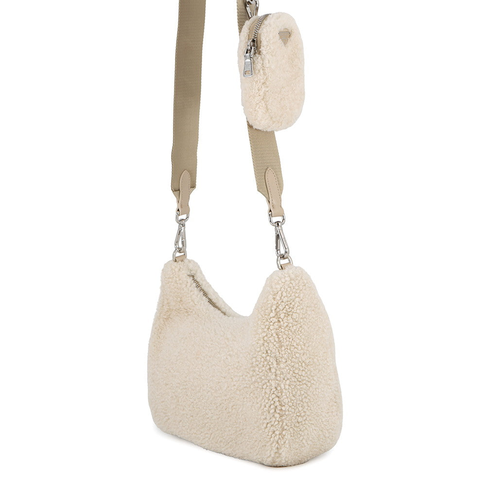 PRADA Hobo Bag Shoulder Bag Beige1BC151 pile