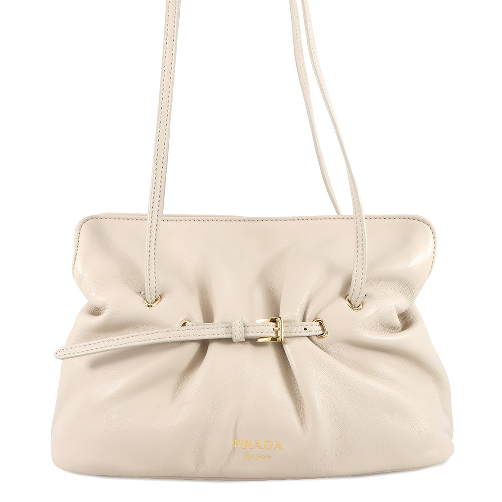 PRADA Dada Shoulder Bag Ivory1BG586 Nappa Leather Size Small