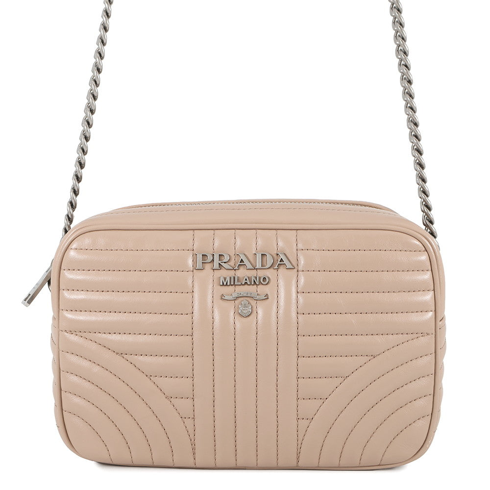 PRADA Diagram ChainShoulder Bag Beige1BH083 Leather