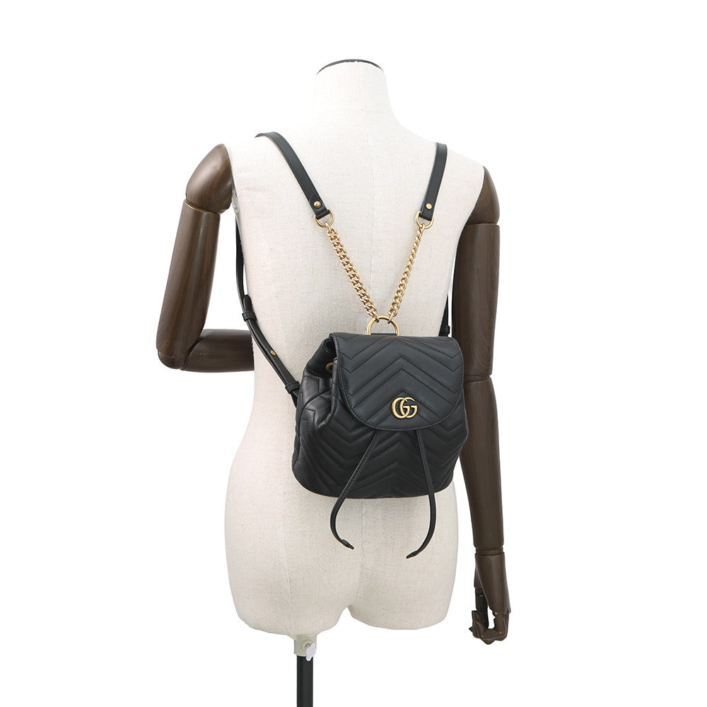 GUCCI GG Marmont Backpack Black528129 Leather
