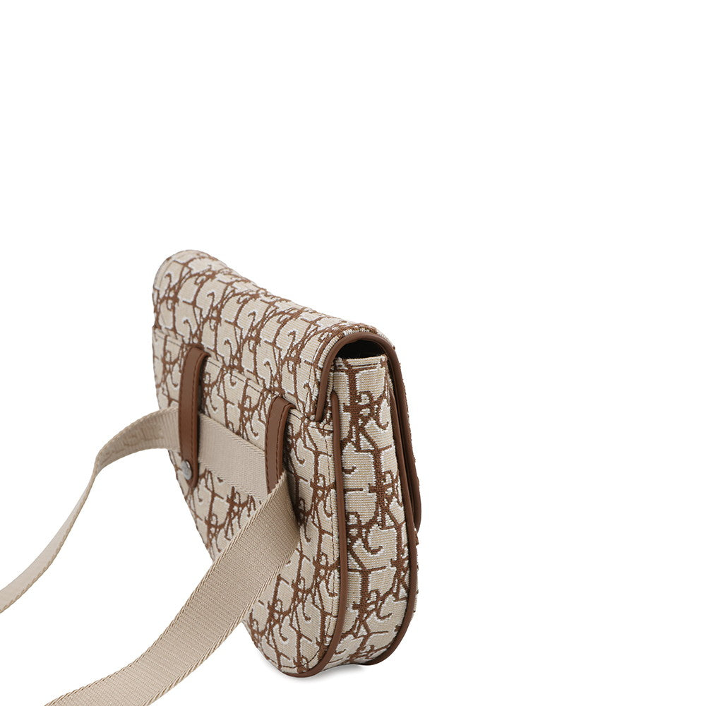 Dior Cactus Jack Collaboration Oblique Saddlebag Beige/Brown1ADPO022JOD Canvas Leather Size Mini